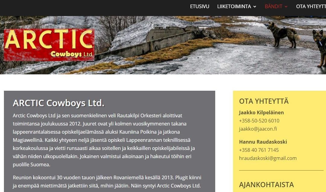 Arctic Cowboys Ltd Oy:lle uudet kotisivut